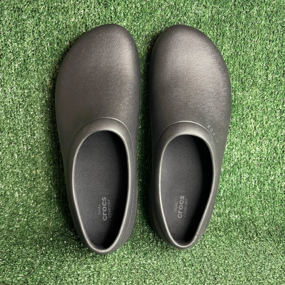NEW Crocs On-The-Clock Slip On Resistant Work Comfort Clog Shoes Black Mens 12